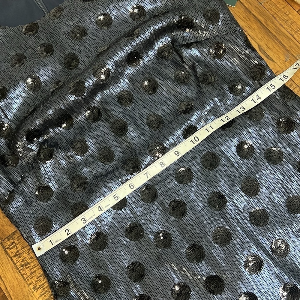 Lauren Ralph Lauren blue sequin Dress Black polka dot details SIZE 8 - Picture 14 of 16